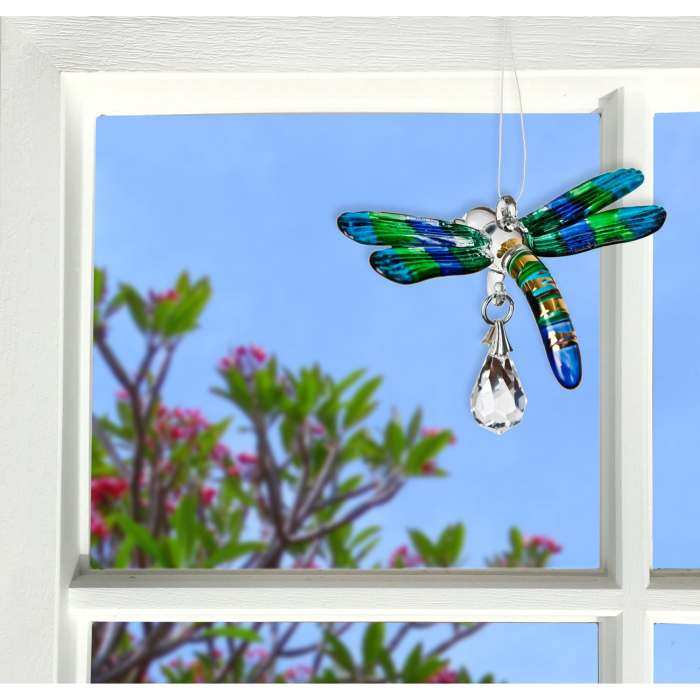 Fantasy Glass Suncatcher Dragonfly Peacock